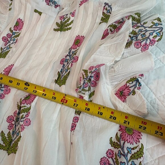 Victoria Dunn White Block Print Ruffle Belted Capri Mini Dress Size XL - Picture 7 of 16